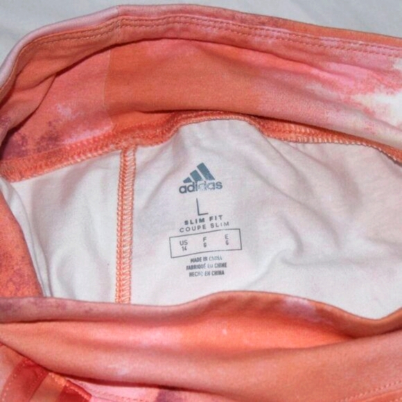 Adidas Girls’ Flare Leg Pants - Size 14 - NWT - Peach Tie-Dye - Picture 7 of 7